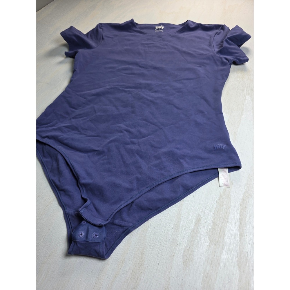 Yitty by Lizzo Purple Short Sleeve Bodysuit XL Classic Minimalist Cotton Blend